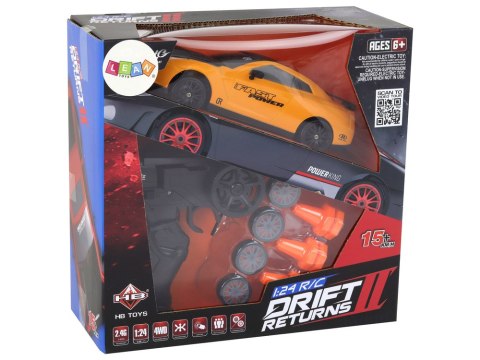Autko Sportowe Zdalnie Sterowane R/C 1:24 Żółte Wymienne Koła Autko Sportowe Zdalnie Sterowane R/C 1:24 Żółte Wymienne Koła
