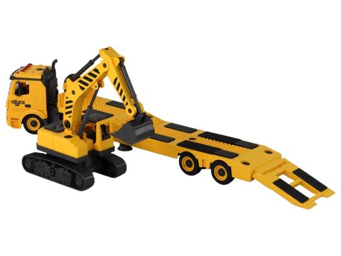 Laweta Do Składania Z Koparką Gąsienicową Dźwięk Światła DIY Żółty Laweta Do Składania Z Koparką Gąsienicową Dźwięk Światła DIY Żółty