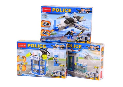 Policja Łódź Samolot Helikopter Klocki Konstrukcyjne Niebieskie MIX Policja Łódź Samolot Helikopter Klocki Konstrukcyjne Niebieskie MIX