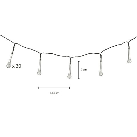 Lampki solarne ogrodowe sople 6,5m 30LED ciepły biały